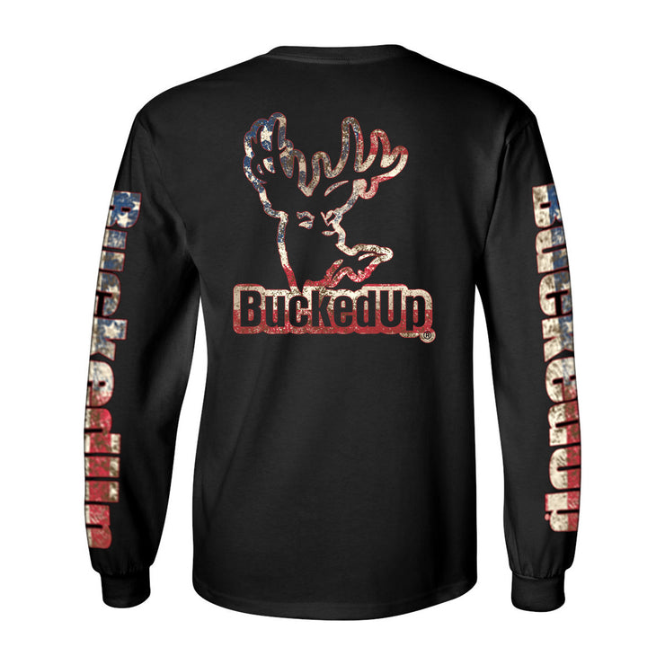 Youth Long Sleeve BuckedUp® Black with American Logo