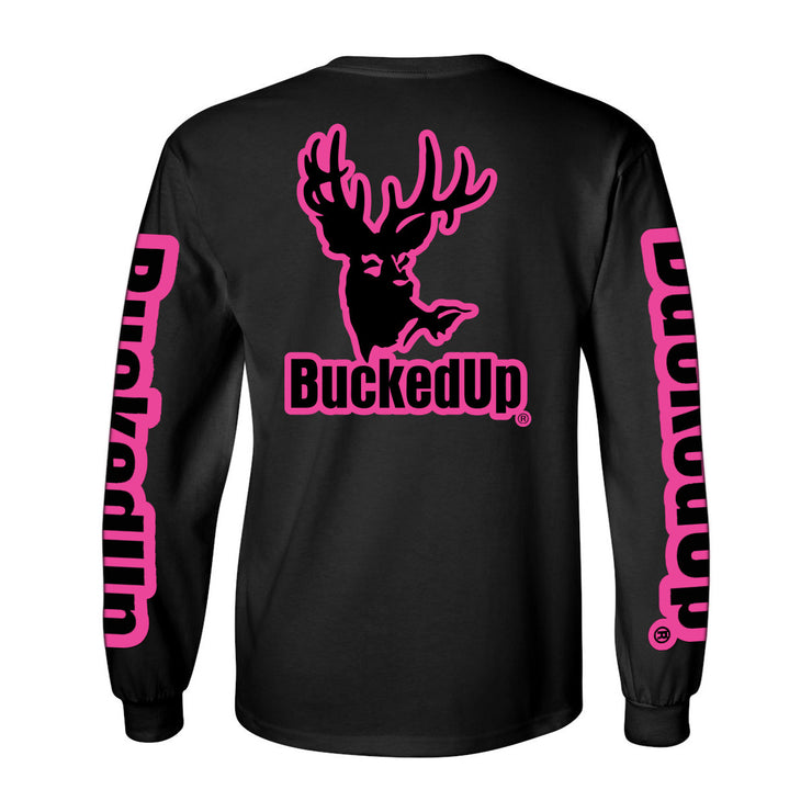 Long Sleeve Black with Pink BuckedUp® Logo