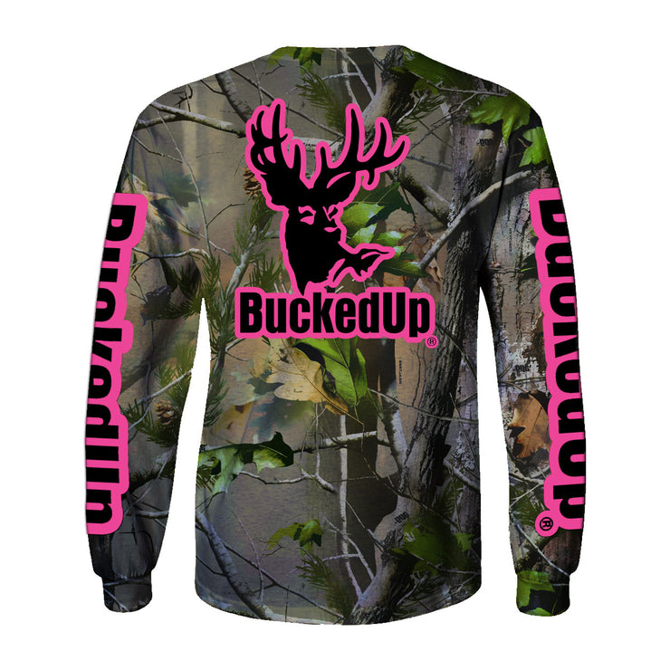 Youth Long Sleeve BuckedUp® Realtree APG Camo with Pink Logo