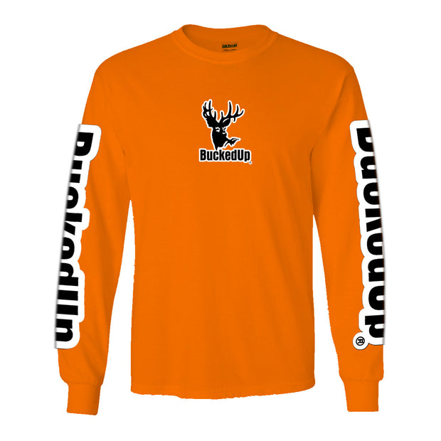 Long Sleeve Safety Orange with White BuckedUp® Logo