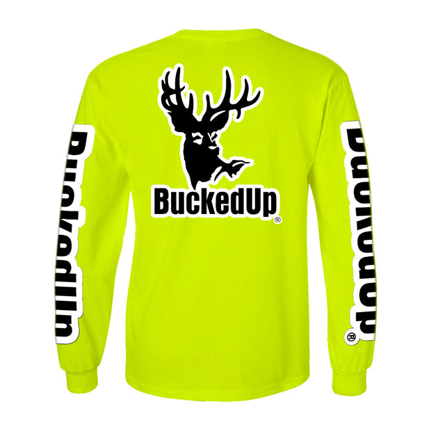 Long Sleeve Safety Green with White BuckedUp® Logo