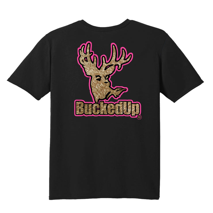 Short Sleeve Black with Pink Buckskin BuckedUp® Logo