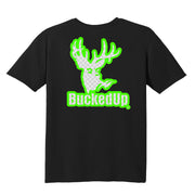 Short Sleeve Black with Green Diamond Plate BuckedUp® Logo