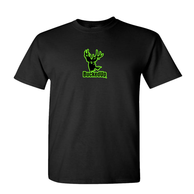 Youth Short Sleeve BuckedUp® Black with Green Logo
