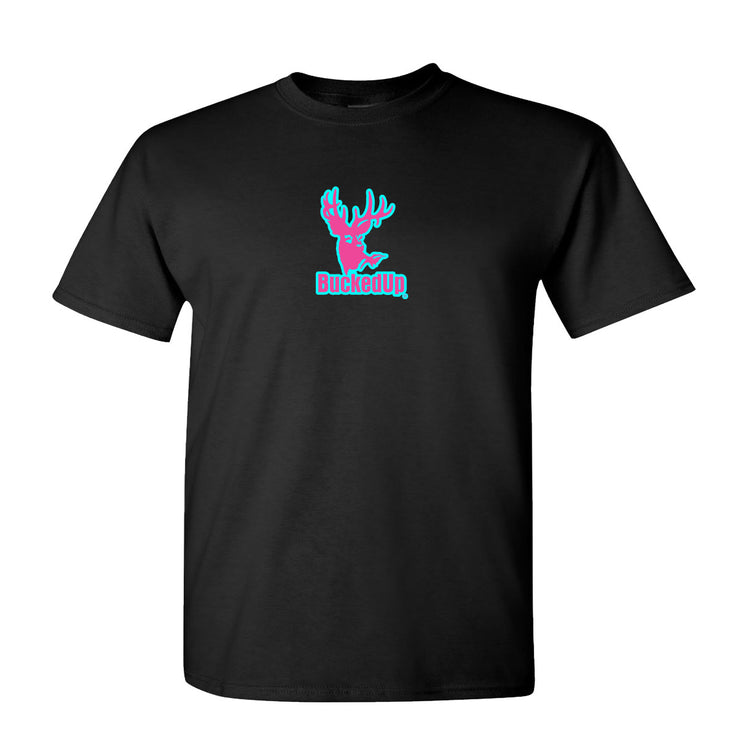 Short Sleeve Black with Aqua Blue Pink BuckedUp® Logo