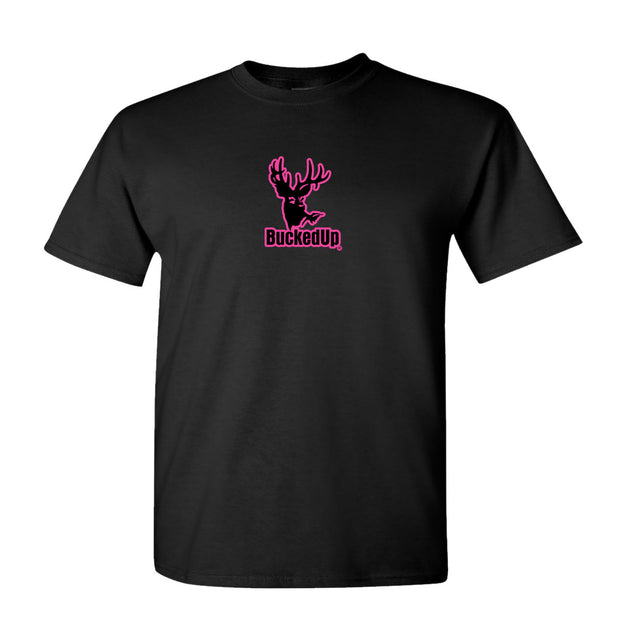 Youth Short Sleeve BuckedUp® Black with Pink Logo