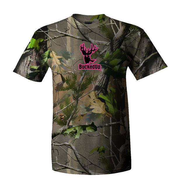 Youth Short Sleeve BuckedUp® Realtree APG Camo with Pink Logo