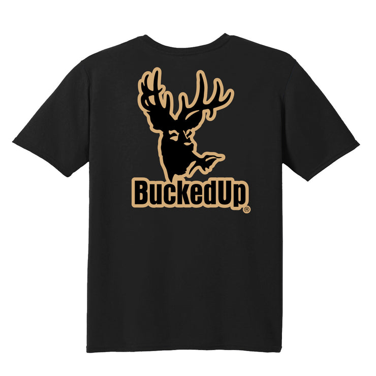 Youth Short Sleeve BuckedUp® Black with Tan Logo